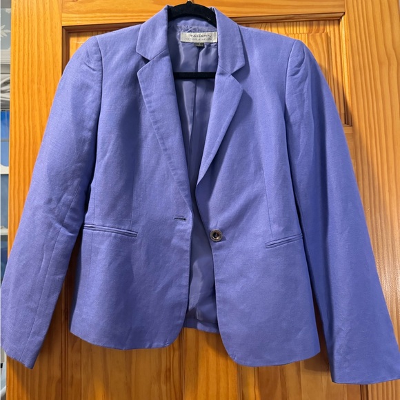 Tahari Purple Linen Blazer - Picture 2 of 5